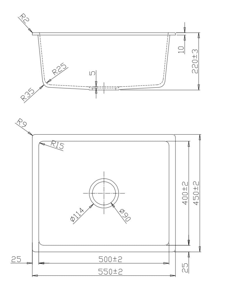 Fomos Sink - 550 x 450mm - Neche Interiors