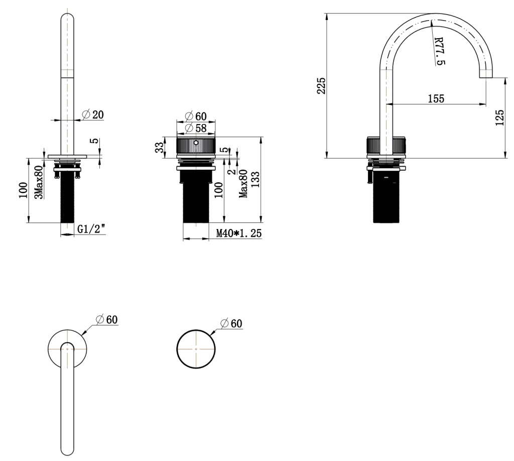 Mica Fluted Gooseneck Hob Basin Mixer Set - Neche Interiors