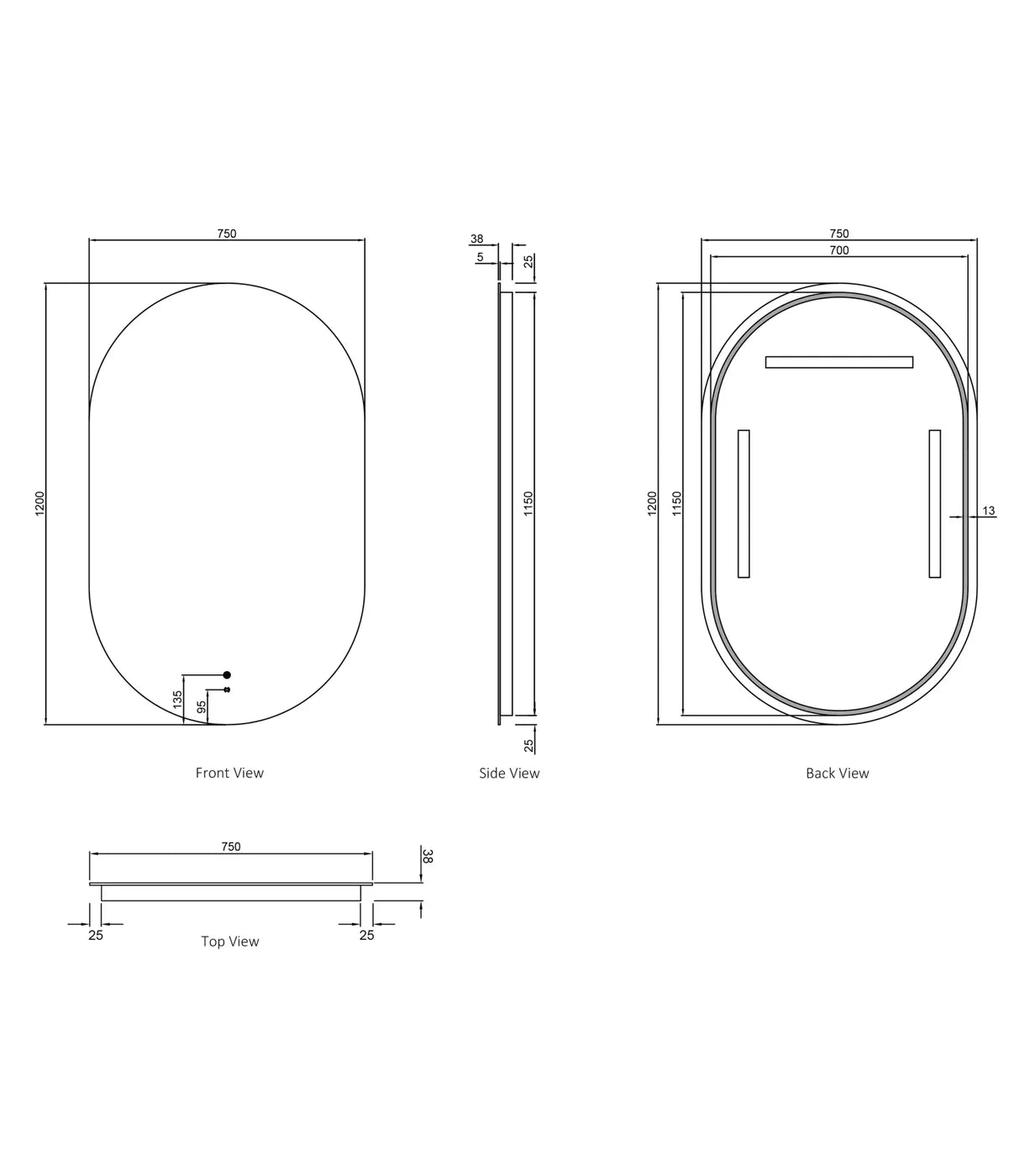 Noosa LED Mirror With Metal Frame