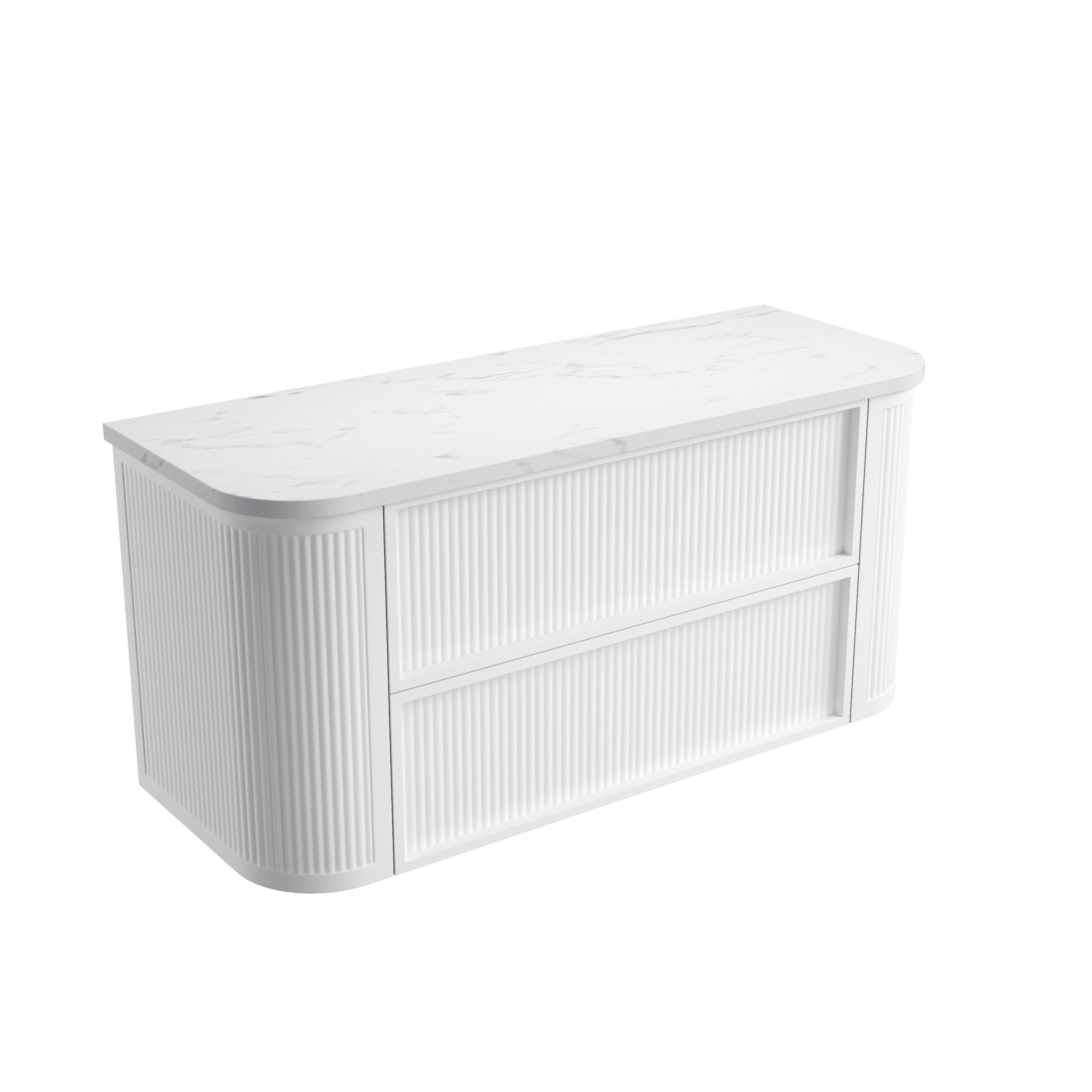 Ramee Matte White Fluted Wall Hung Vanity