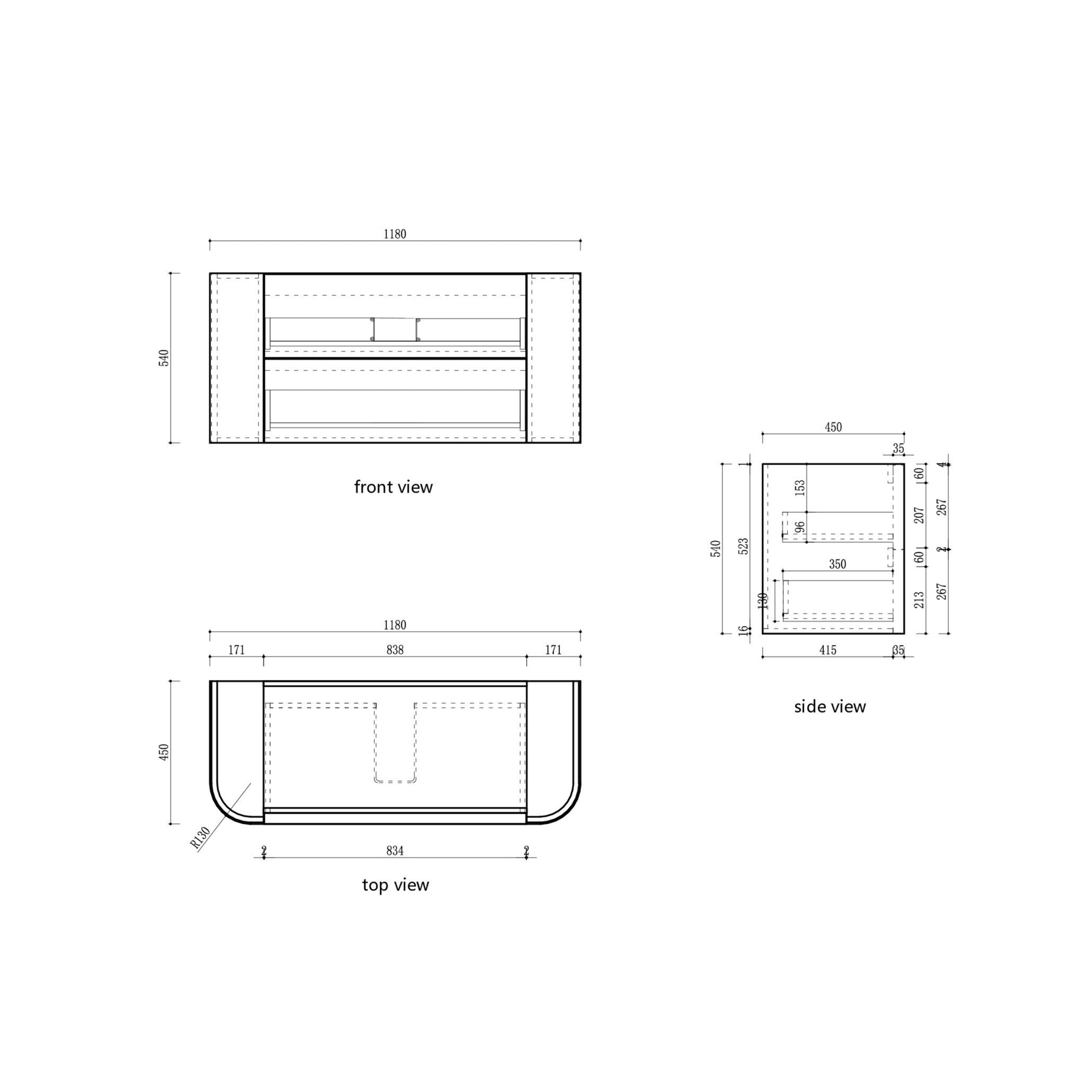 Ramee Matte White Fluted Wall Hung Vanity