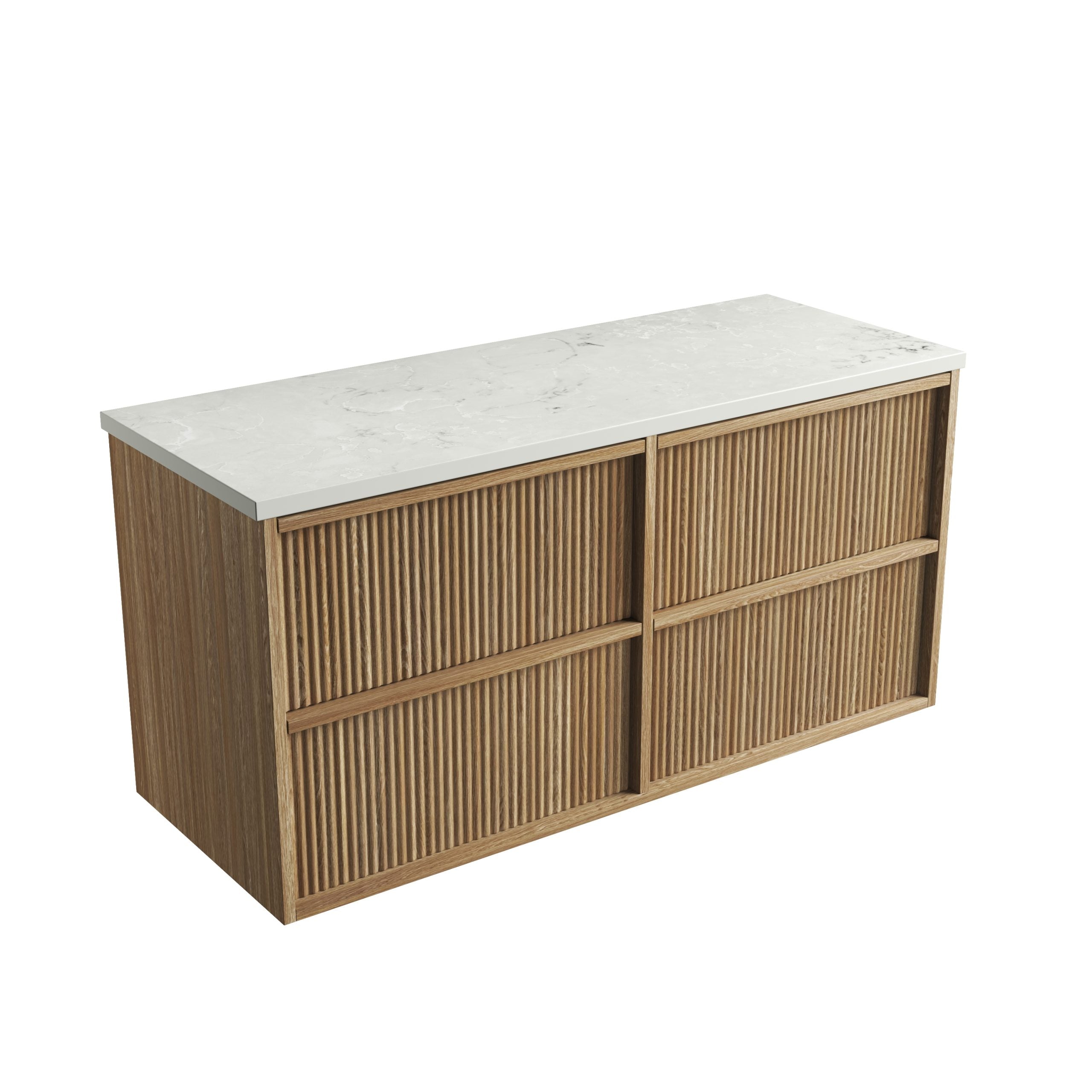 Venetta Fluted Framed Wall Hung Harvest Oak Vanity