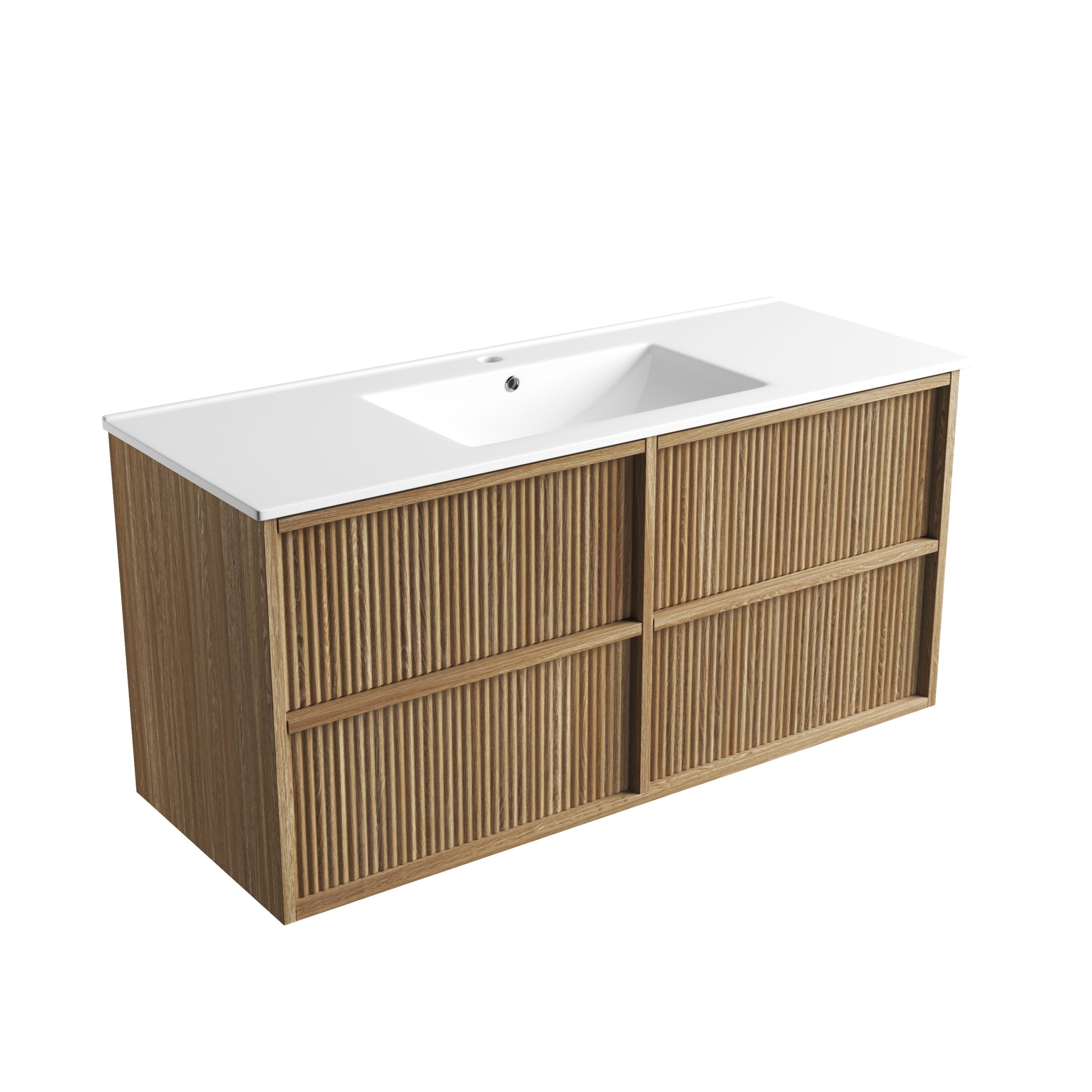 Venetta Fluted Framed Wall Hung Harvest Oak Vanity