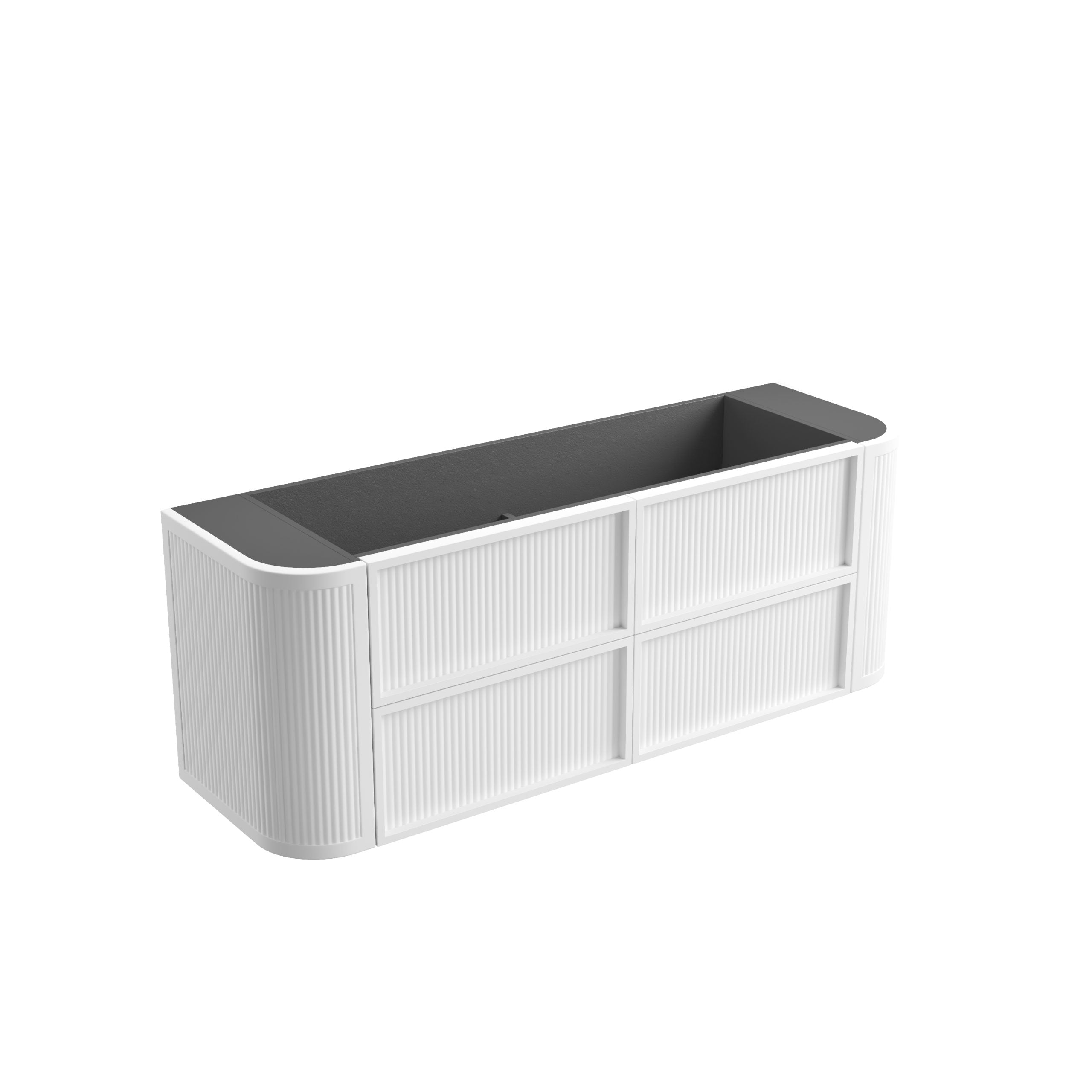 Ramee Matte White Fluted Wall Hung Vanity