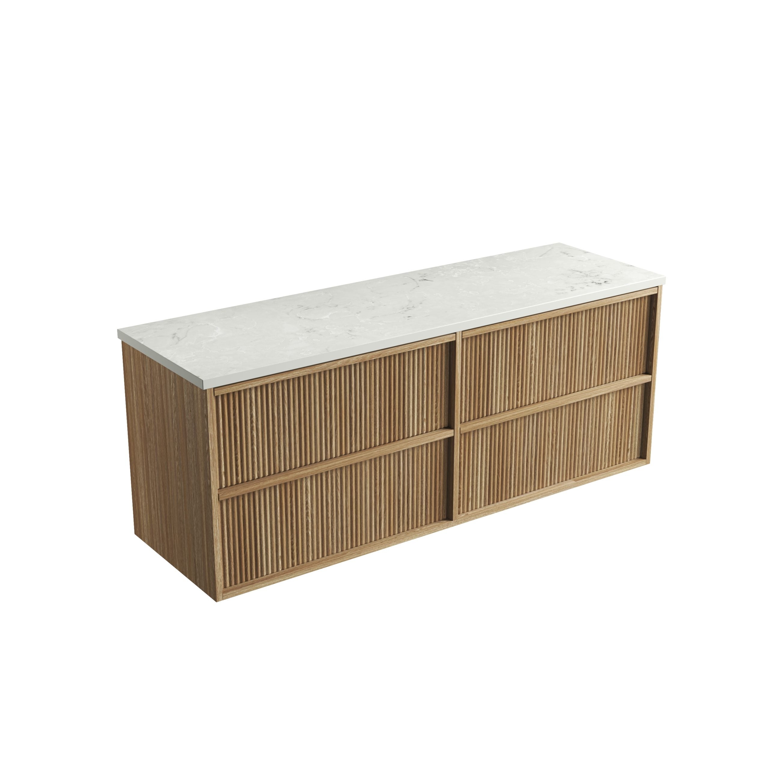 Venetta Fluted Framed Wall Hung Harvest Oak Vanity