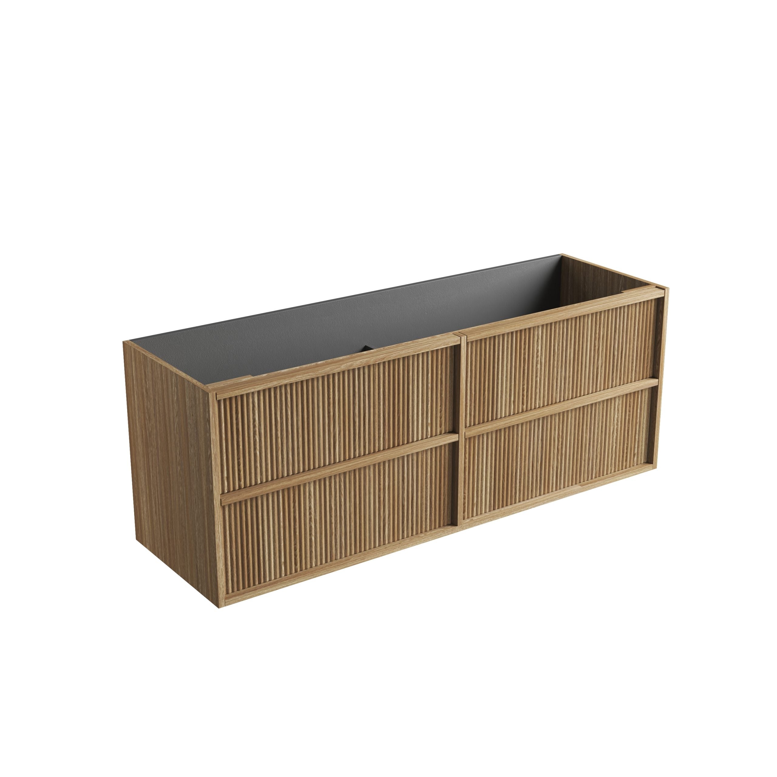 Venetta Fluted Framed Wall Hung Harvest Oak Vanity