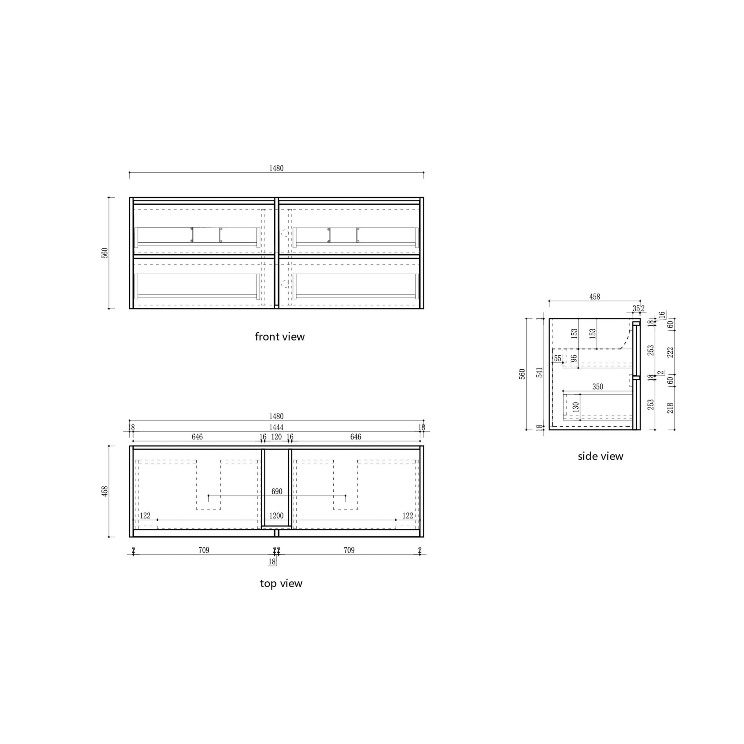 Venetta Framed Wall Hung Harvest Oak Vanity