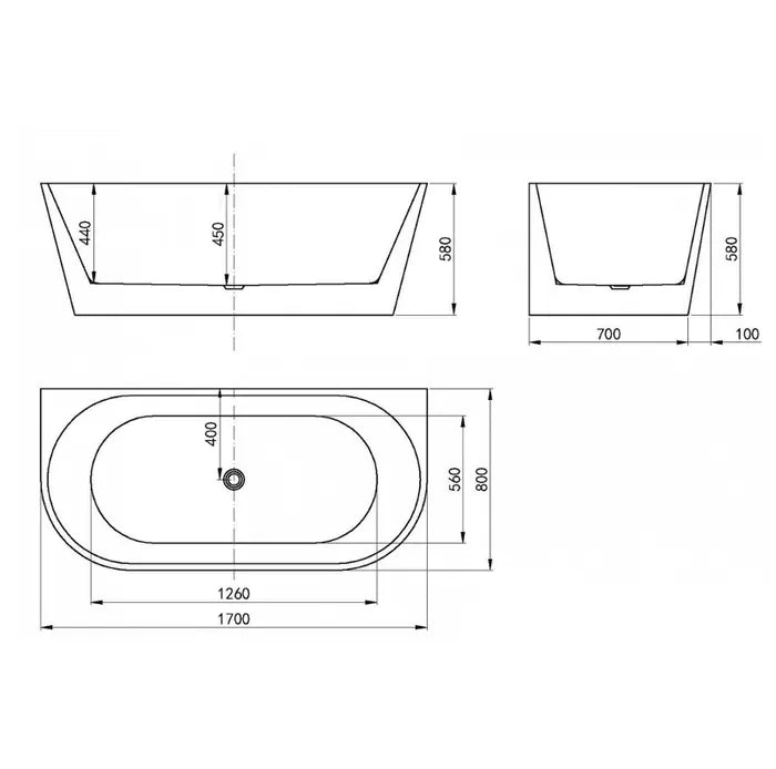 Verona Back To Wall Freestanding Bath