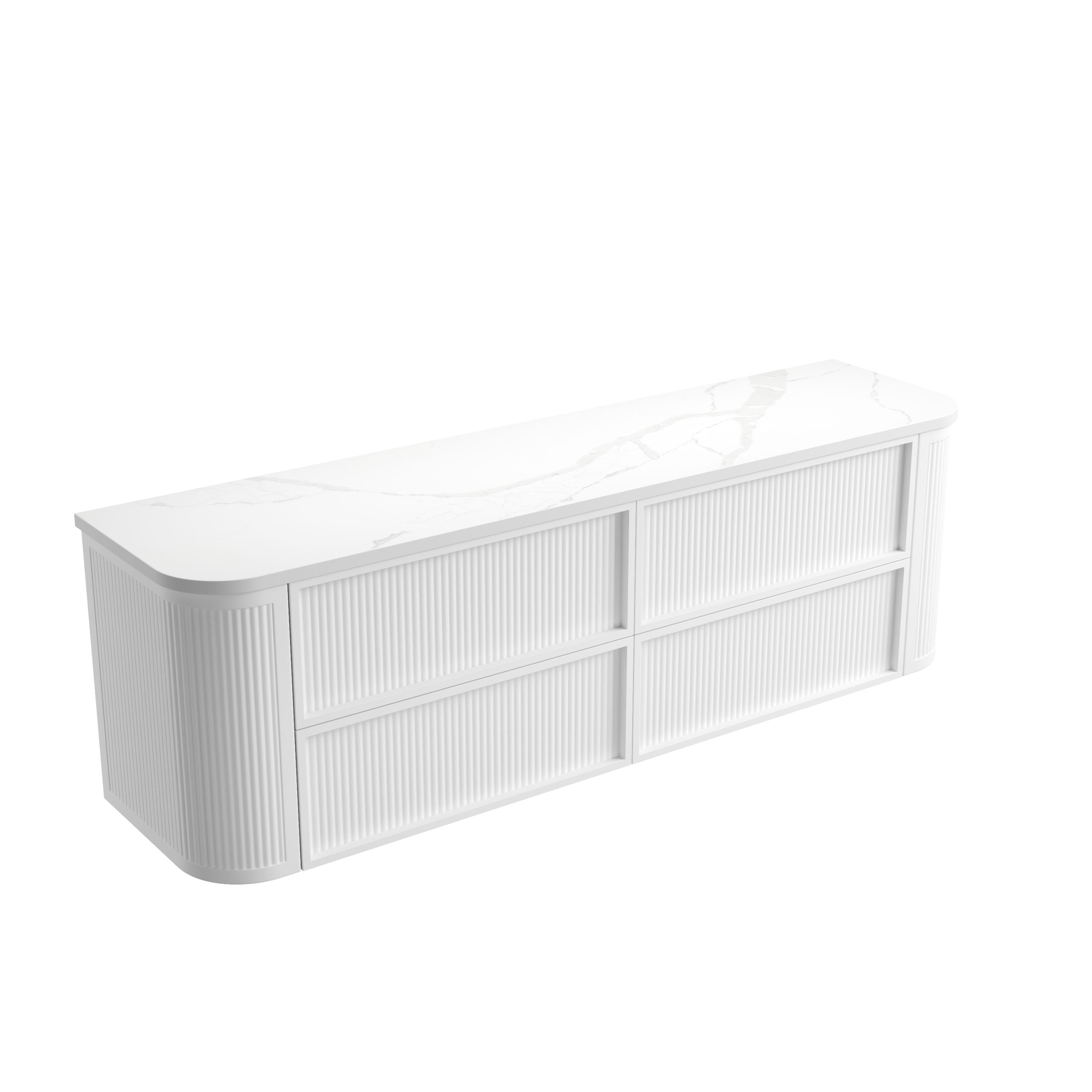 Ramee Matte White Fluted Wall Hung Vanity