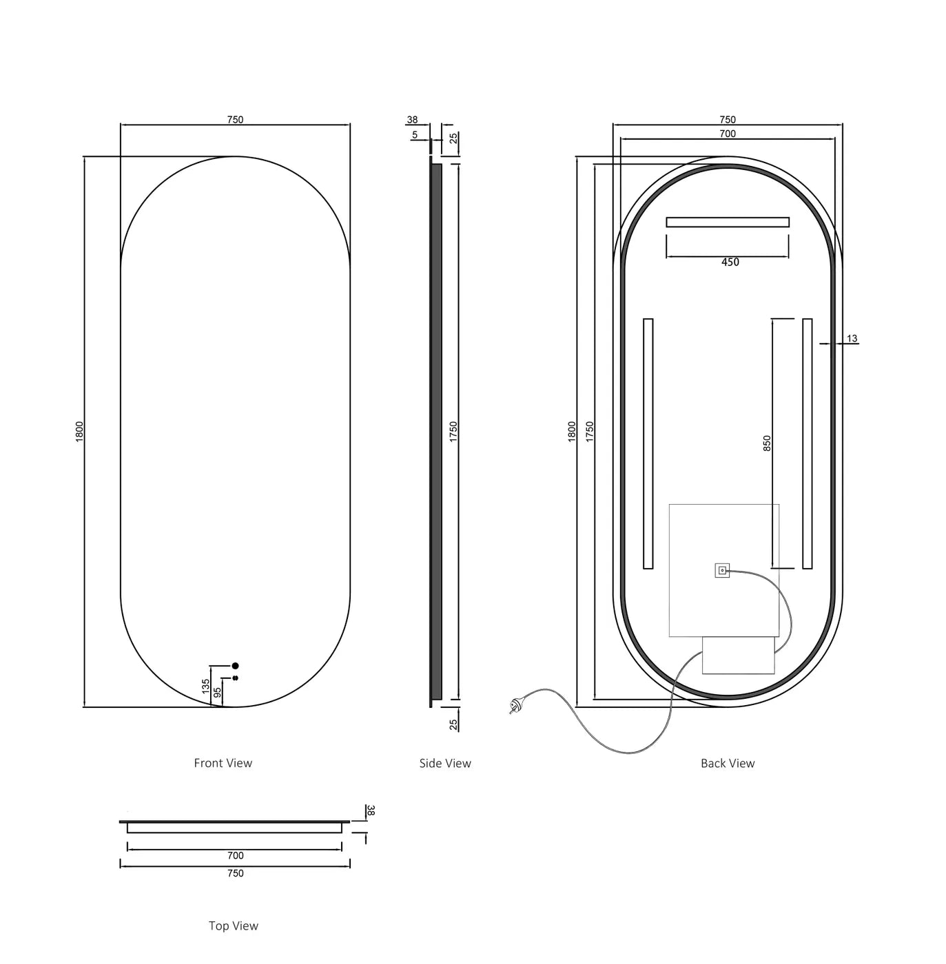 Noosa LED Frameless Mirror - Neche Interiors