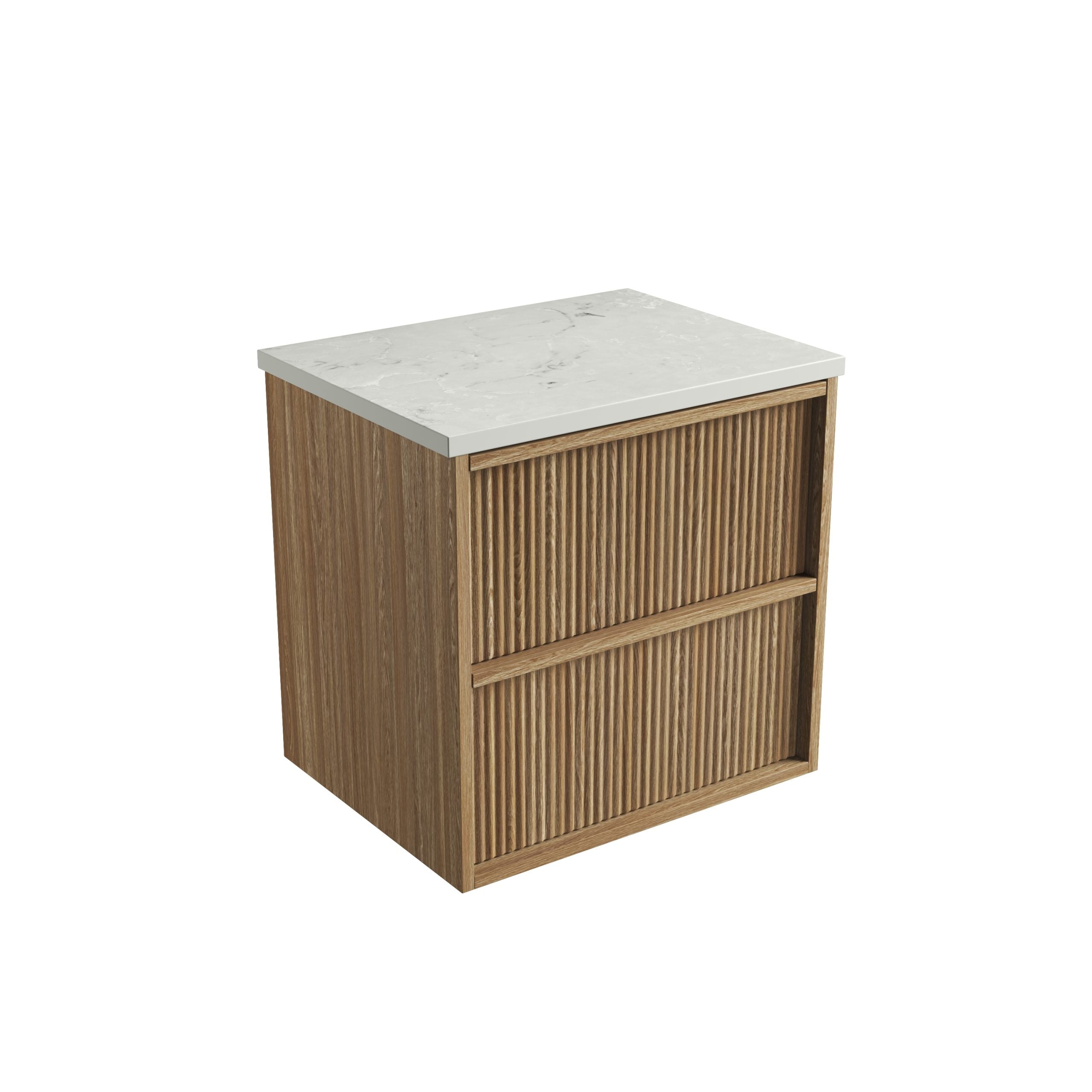 Venetta Fluted Framed Wall Hung Harvest Oak Vanity