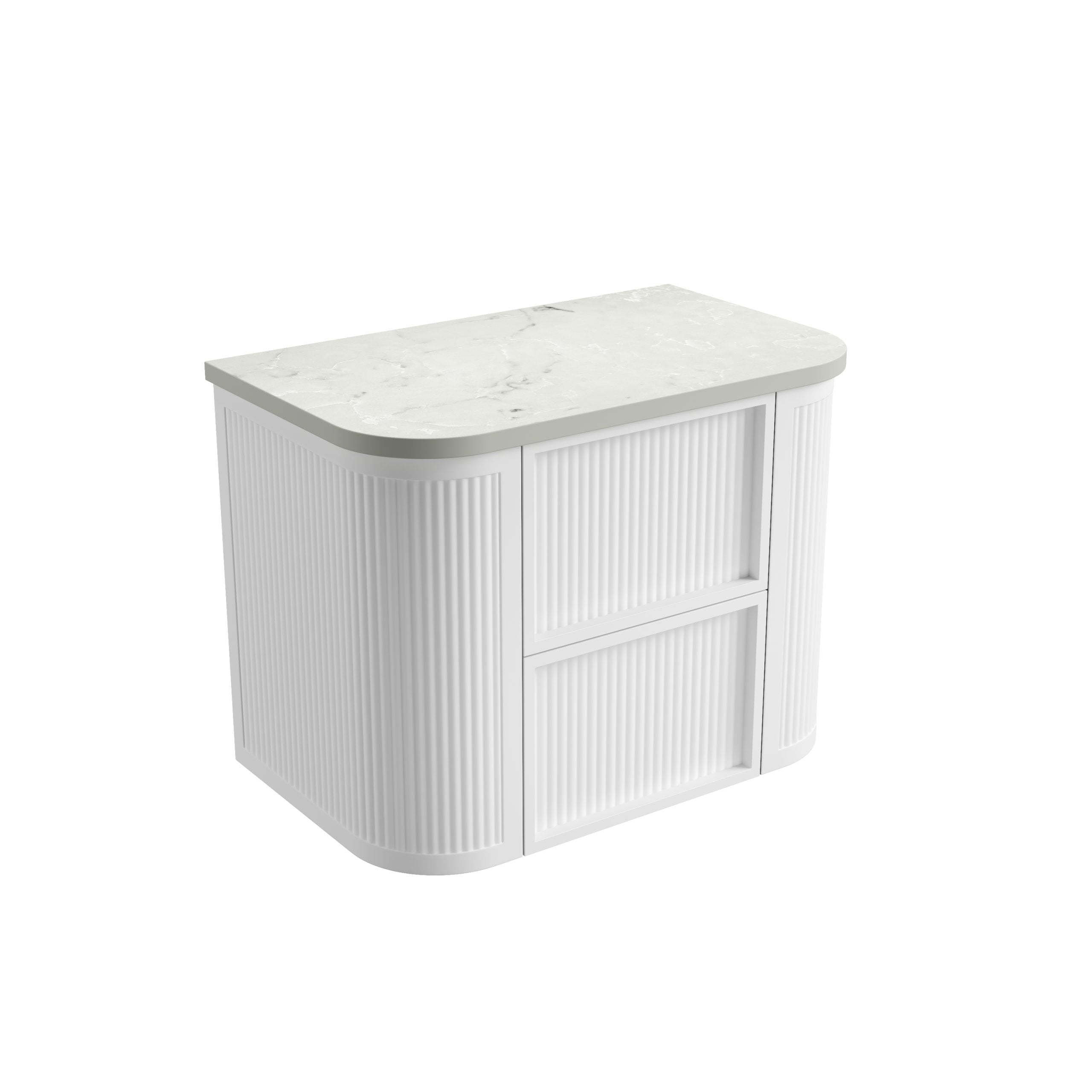 Ramee Matte White Fluted Wall Hung Vanity