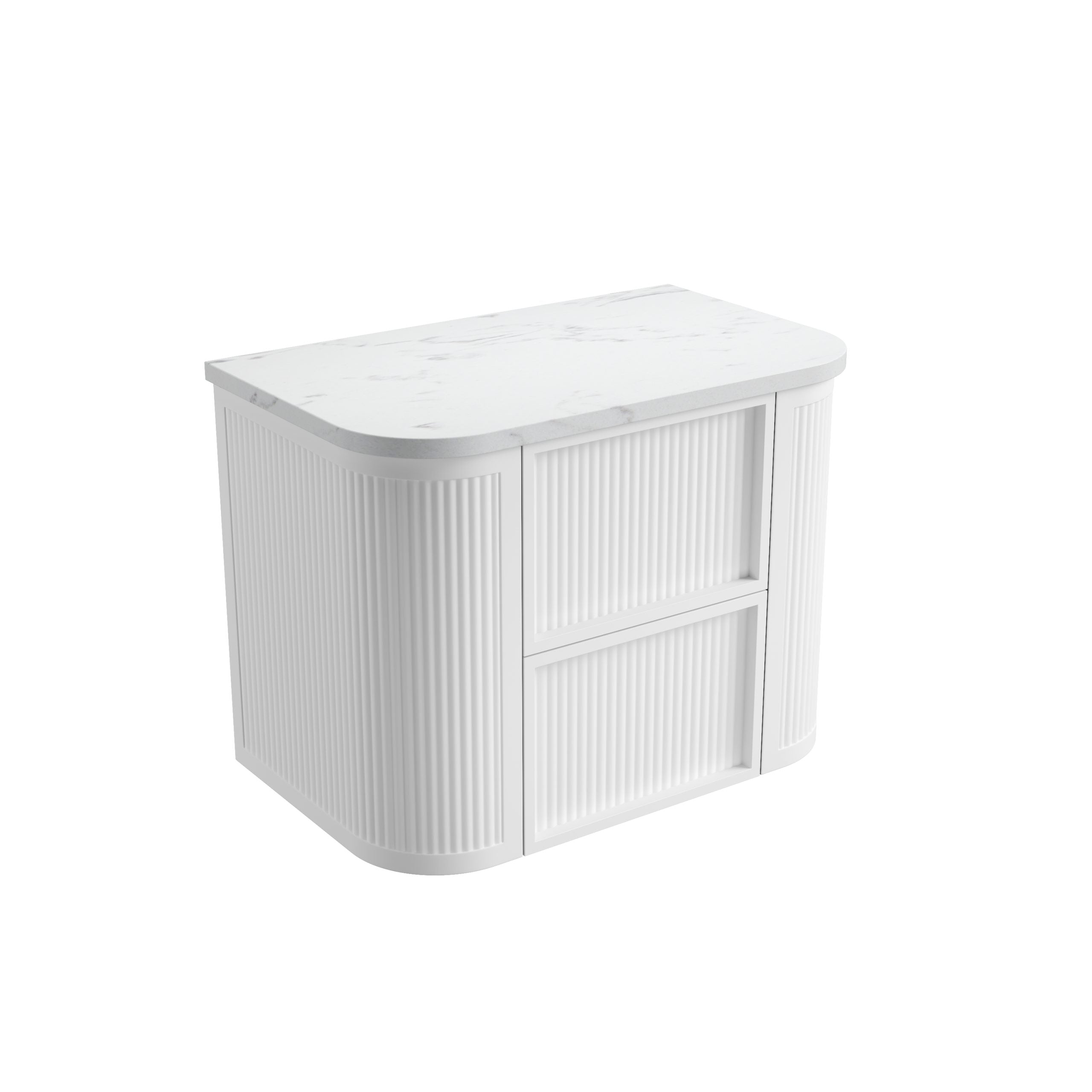 Ramee Matte White Fluted Wall Hung Vanity