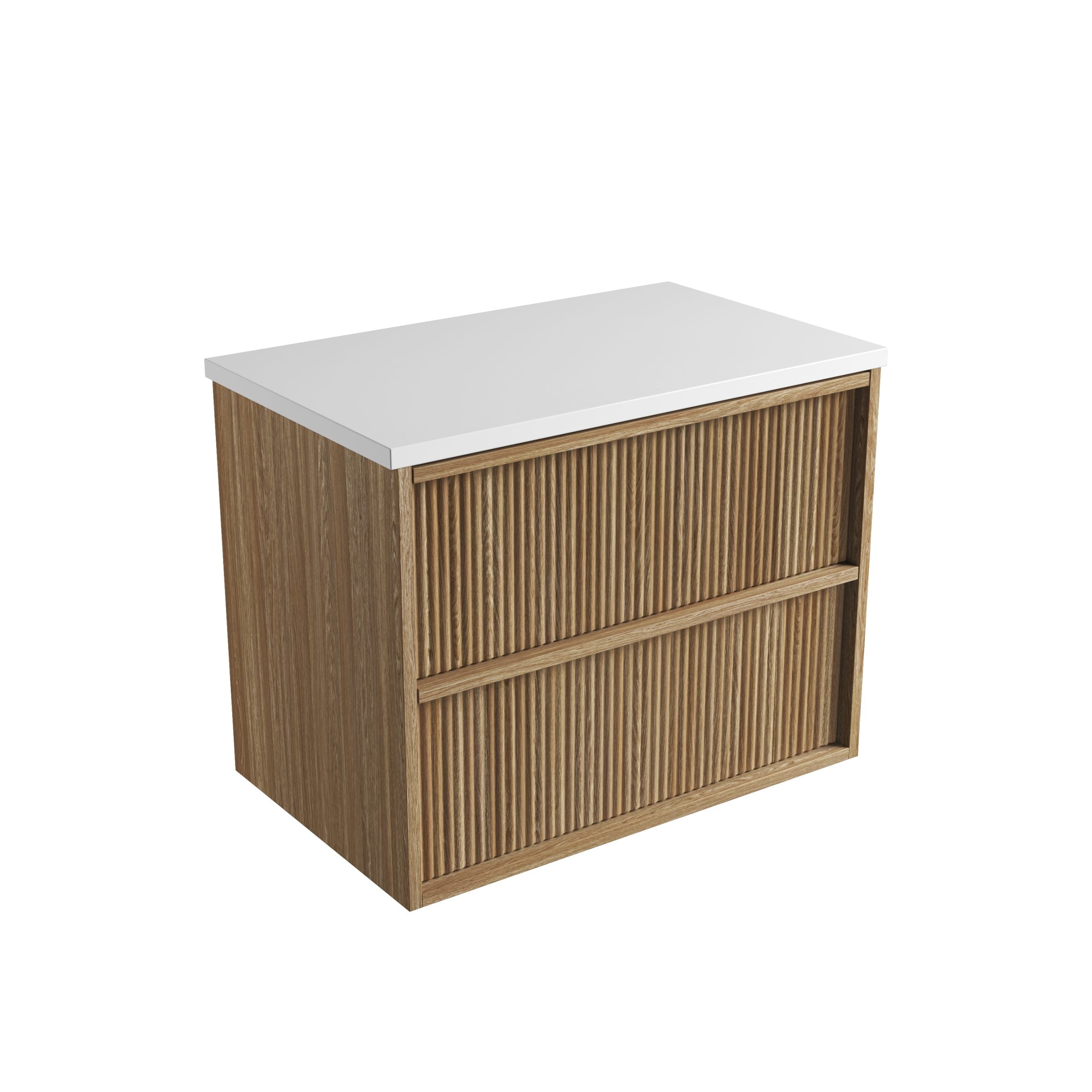 Venetta Fluted Framed Wall Hung Harvest Oak Vanity