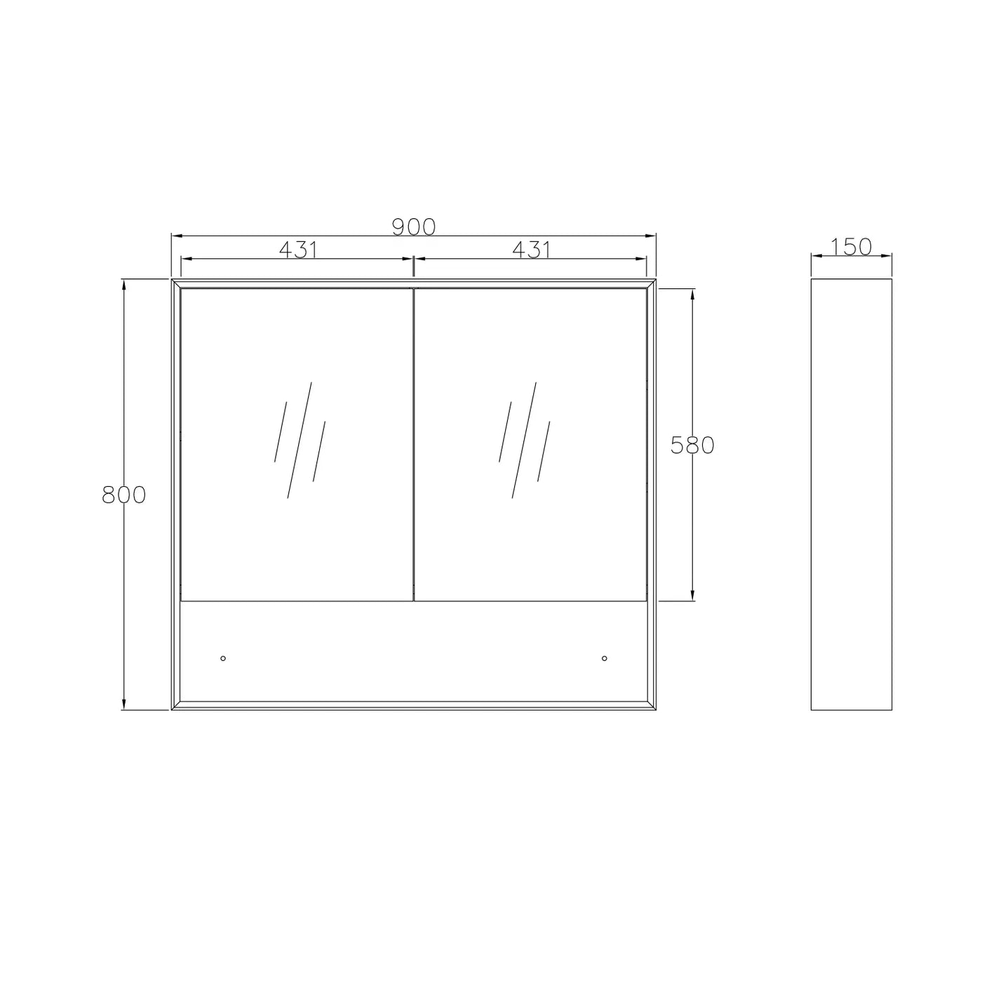 Marlo Shaving Cabinet With Shelf - Matte Black