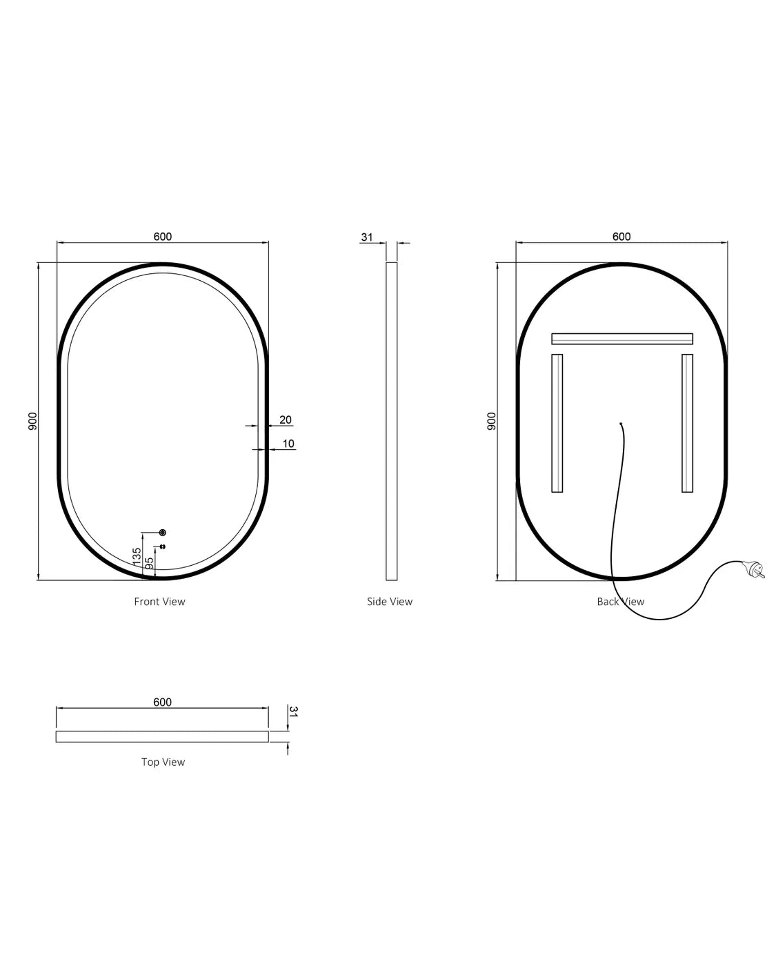 Noosa LED Mirror With Metal Frame