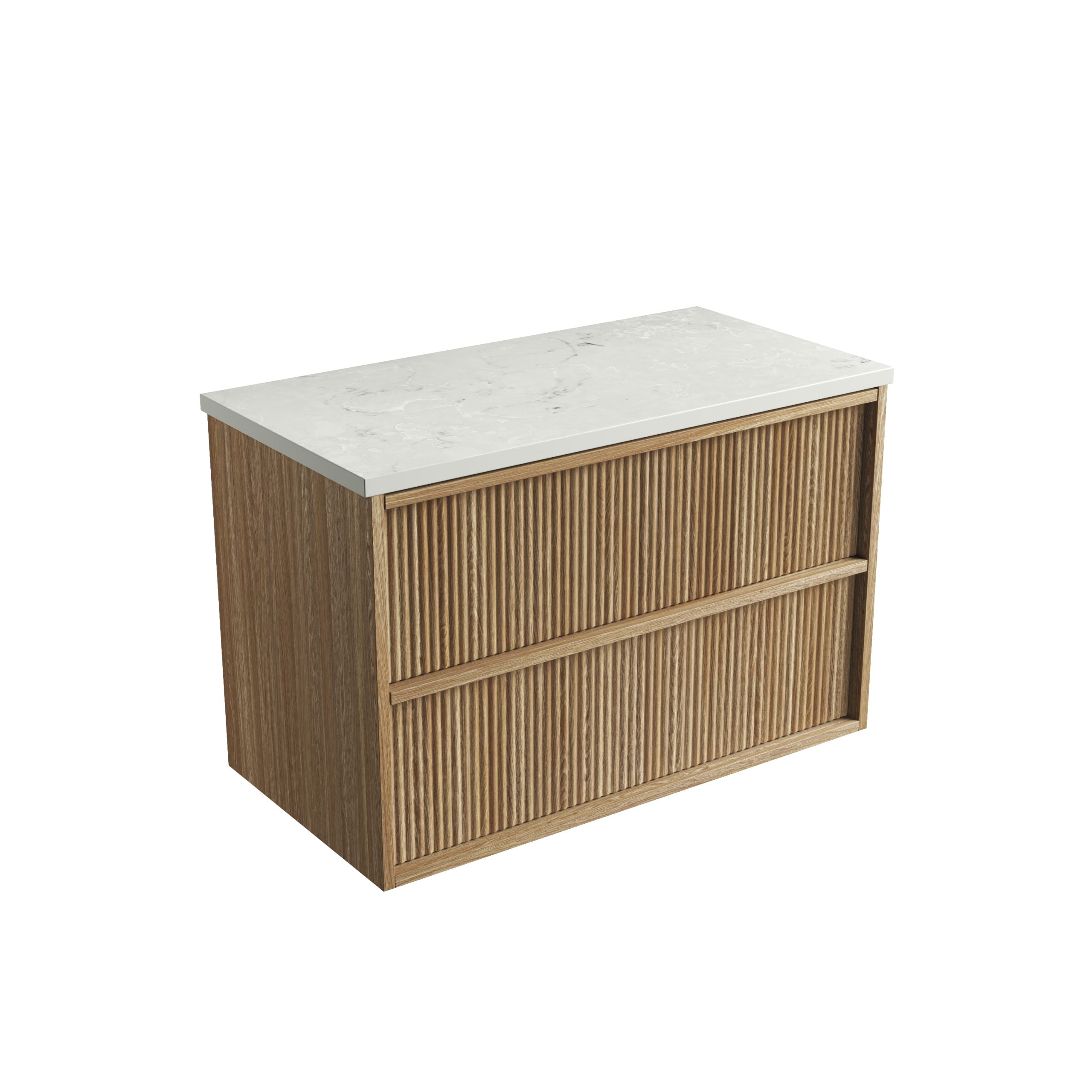 Venetta Fluted Framed Wall Hung Harvest Oak Vanity