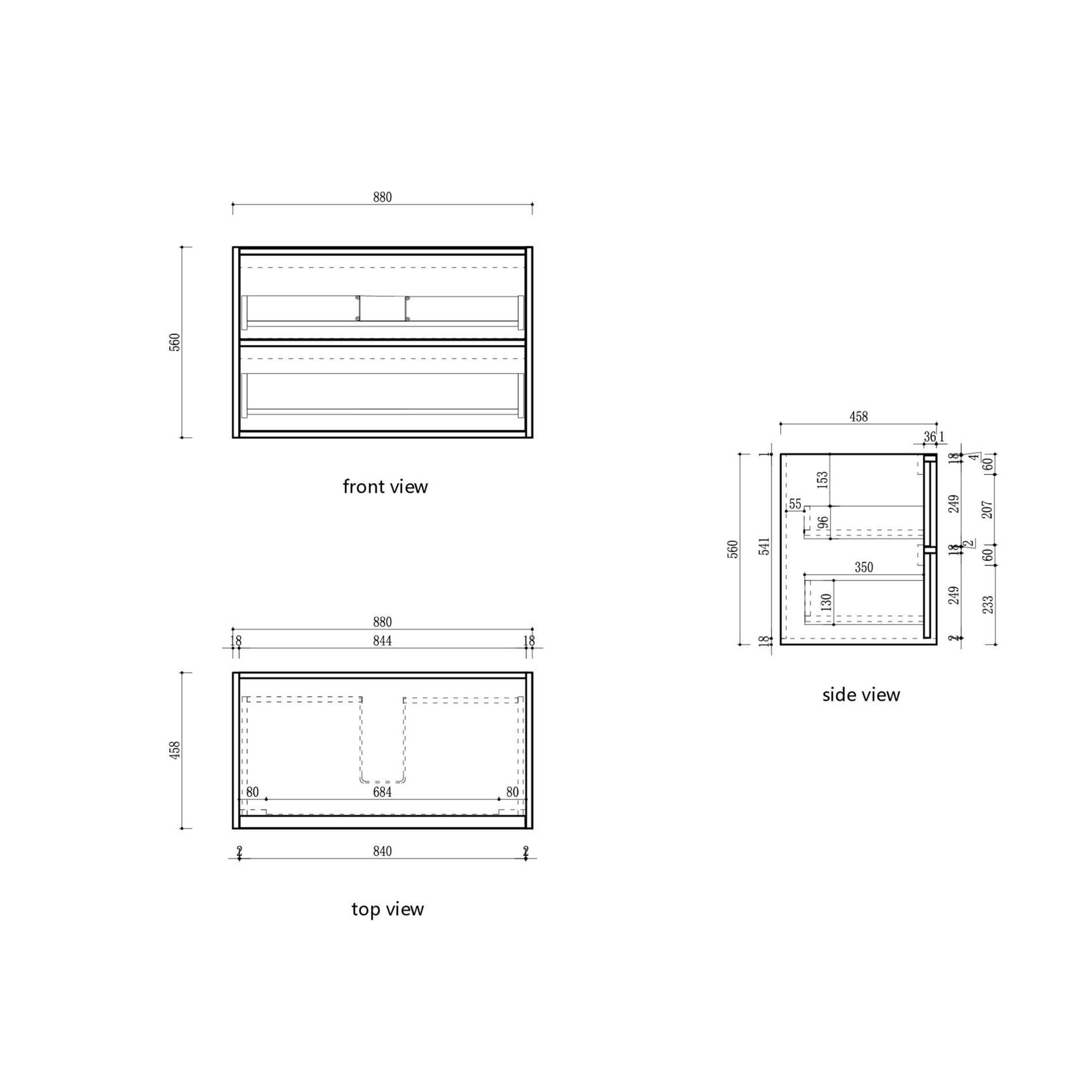 Venetta Fluted Framed Wall Hung Harvest Oak Vanity