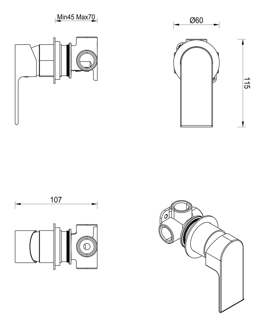 Eleniko Shower Mixer - TRIM KIT ONLY - Neche Interiors