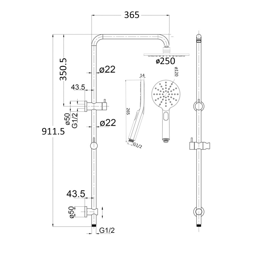 Mica Dual Shower Rail - Neche Interiors