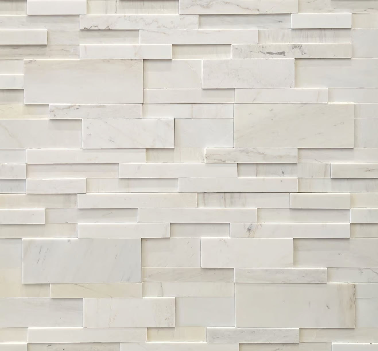 Milky White Honed Ledger Stone Interlocking Tile