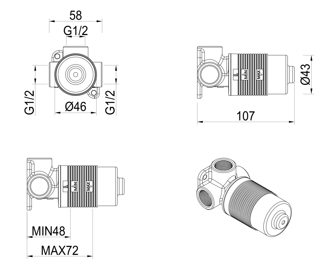 Lantra Shower Mixer - BODY ONLY - Neche Interiors