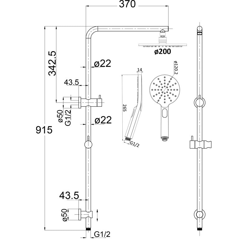 Cora Round Twin Shower Set