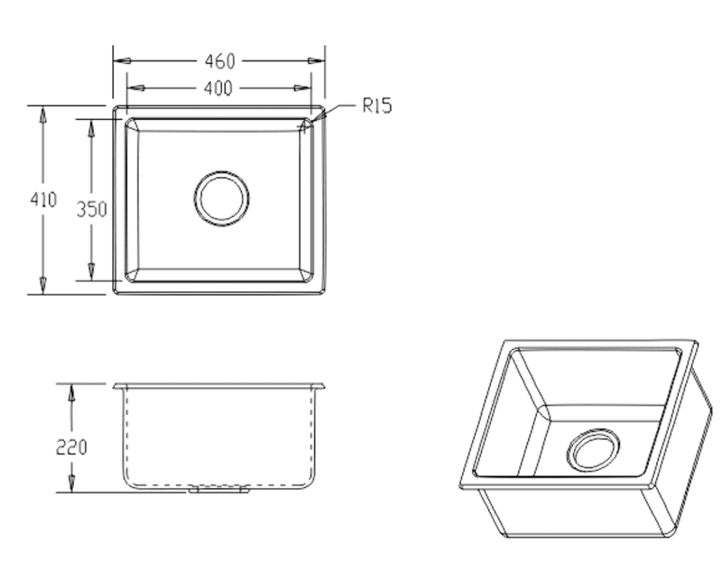 Fomos Sink 460 x 410mm - Neche Interiors