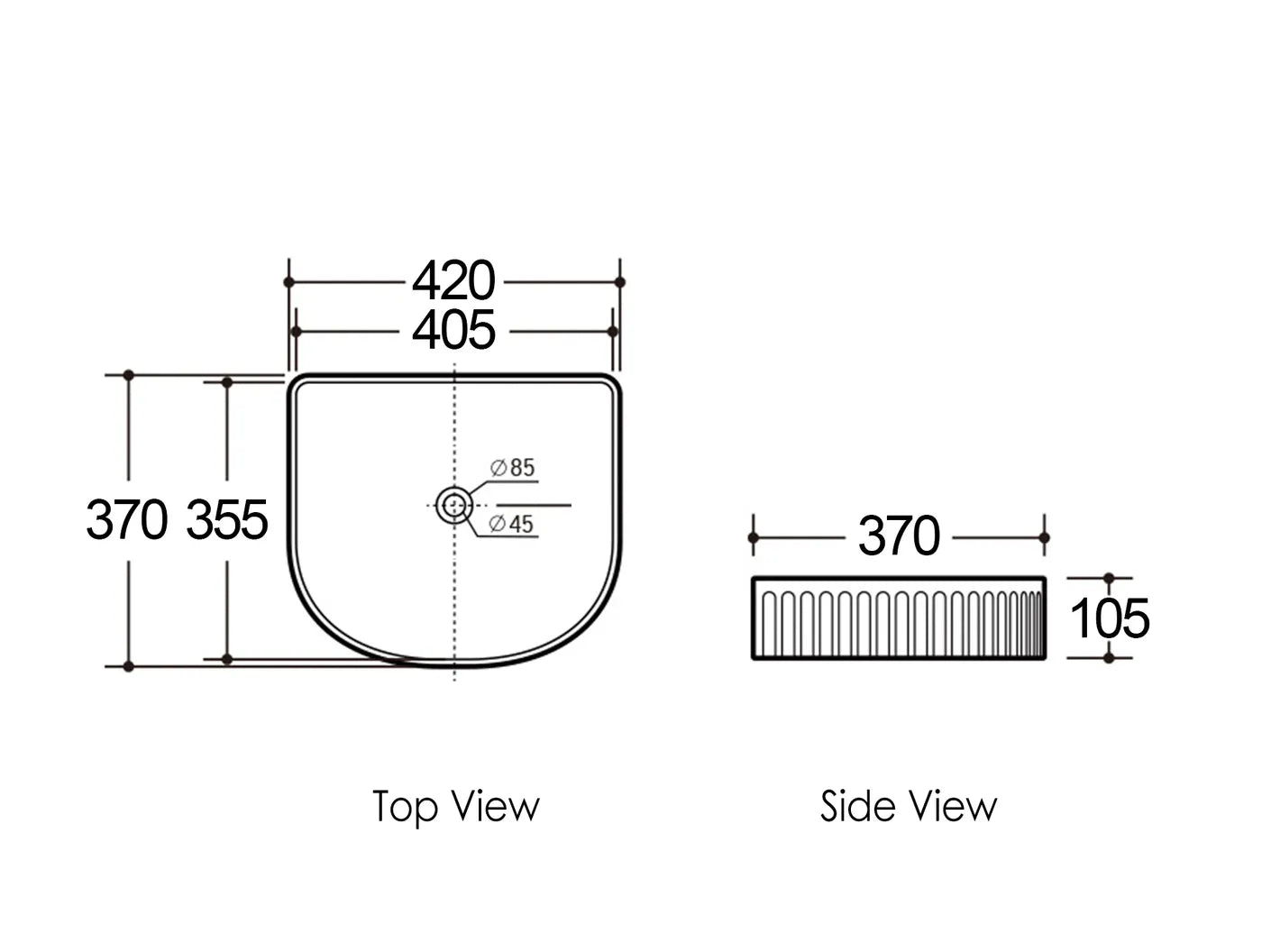 Archie Fluted Counter Top Basin