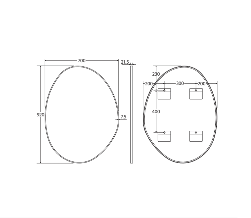 Pebble Asymmetrical Framed Mirror