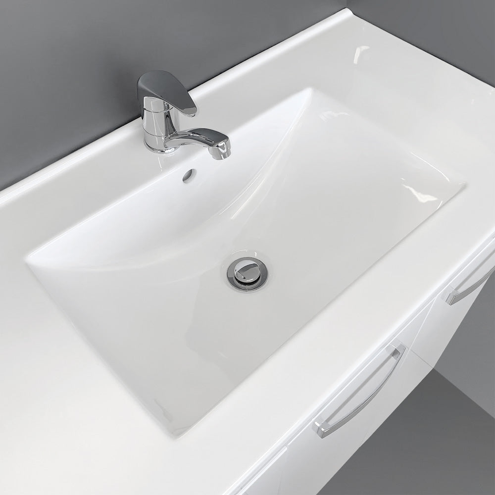 Dolce Amato 900 Industrial Wall-Hung Vanity, Satin Black Panels