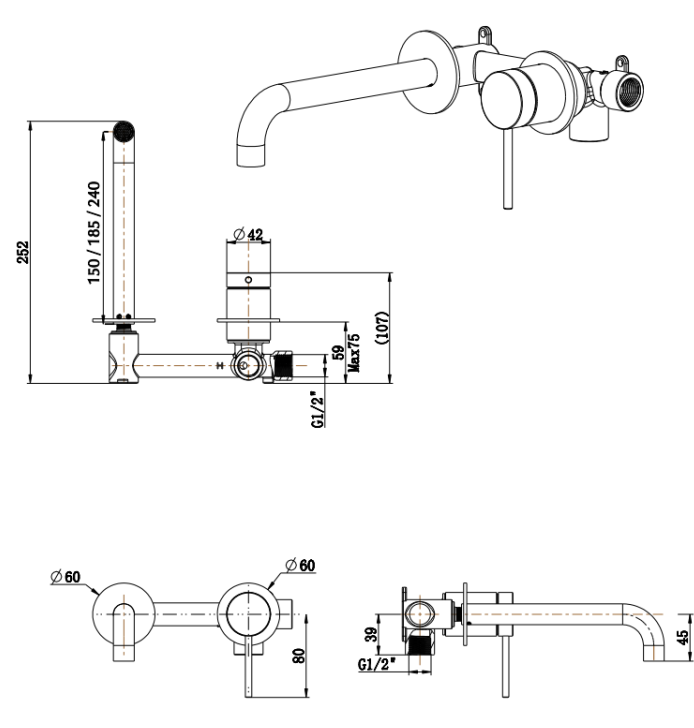 Mica Wall-Spout Combo - BODY - Neche Interiors