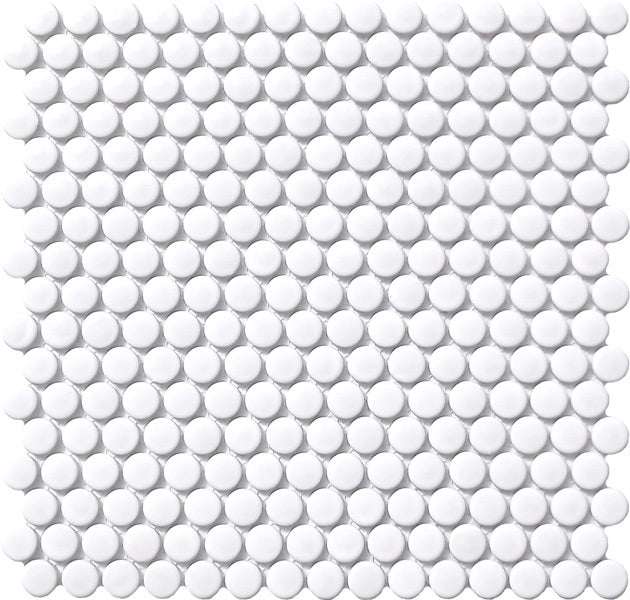 White Penny Round Mosaic