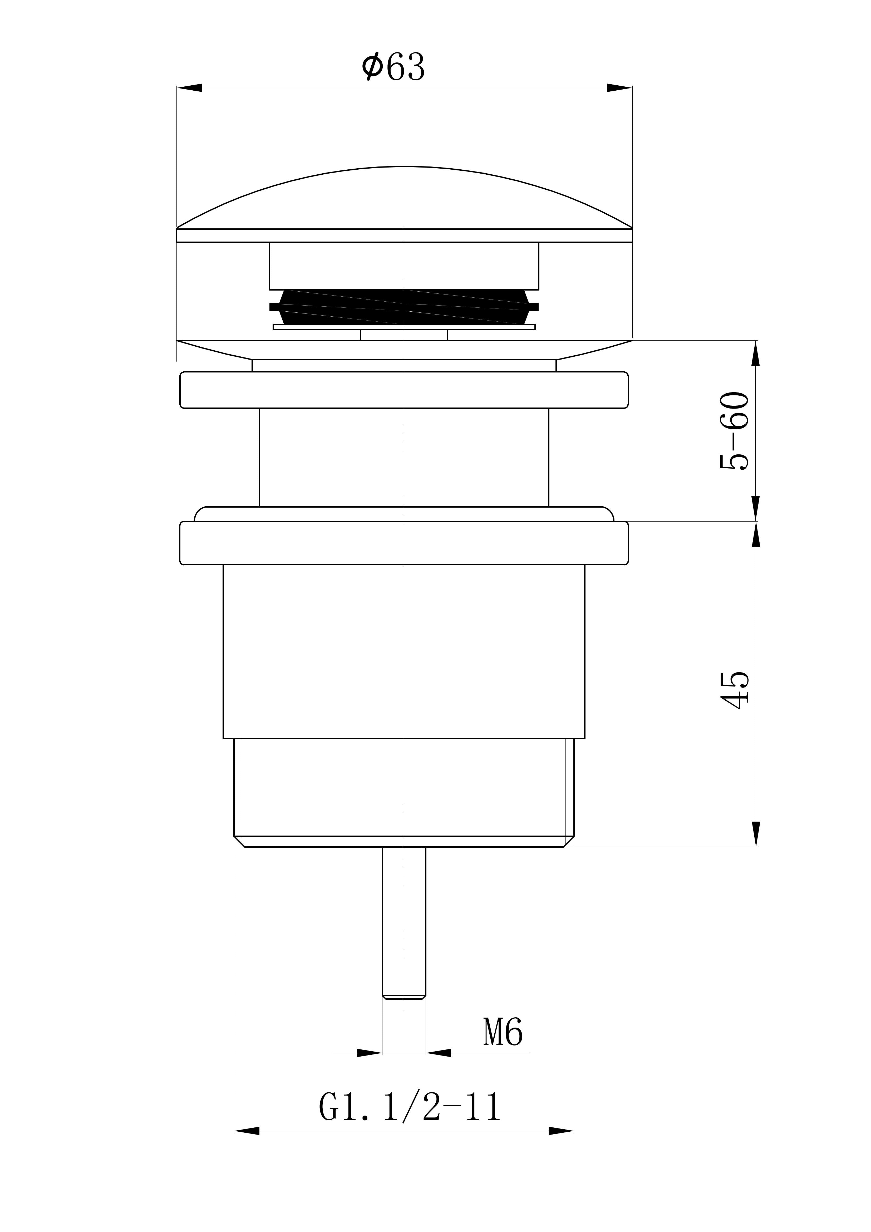 Basin Pop Up Waste Universal - Non Overflow - Niche Interiors