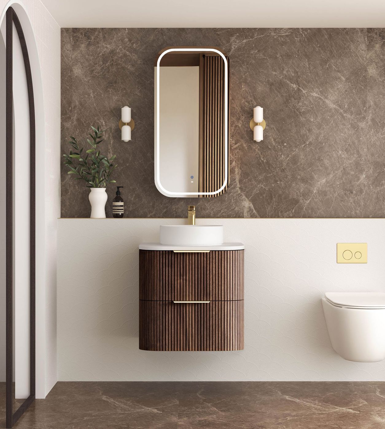 Havana Sable Walnut Wall Hung Vanity - Neche Interiors