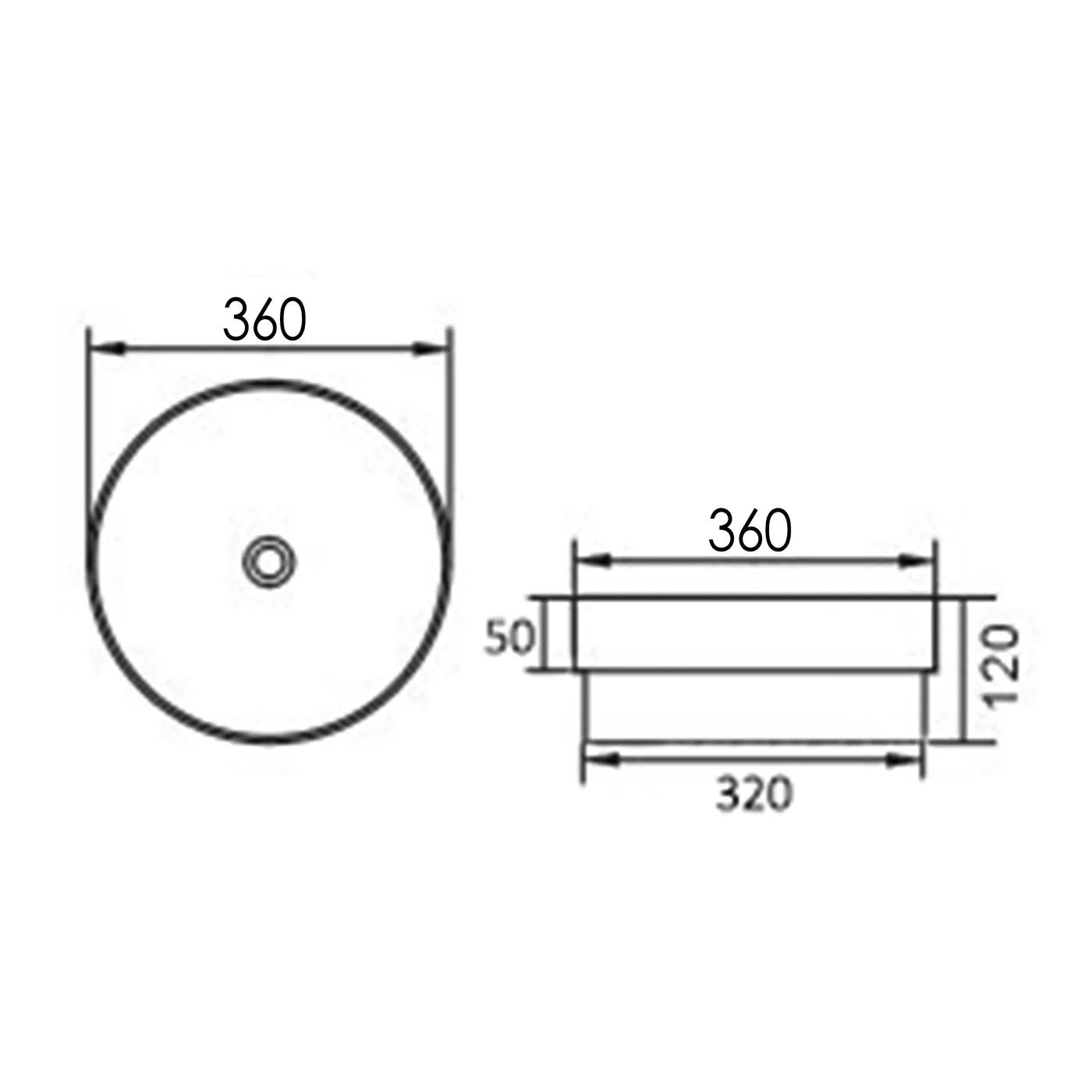 Semi Inset Round 355mm Basin