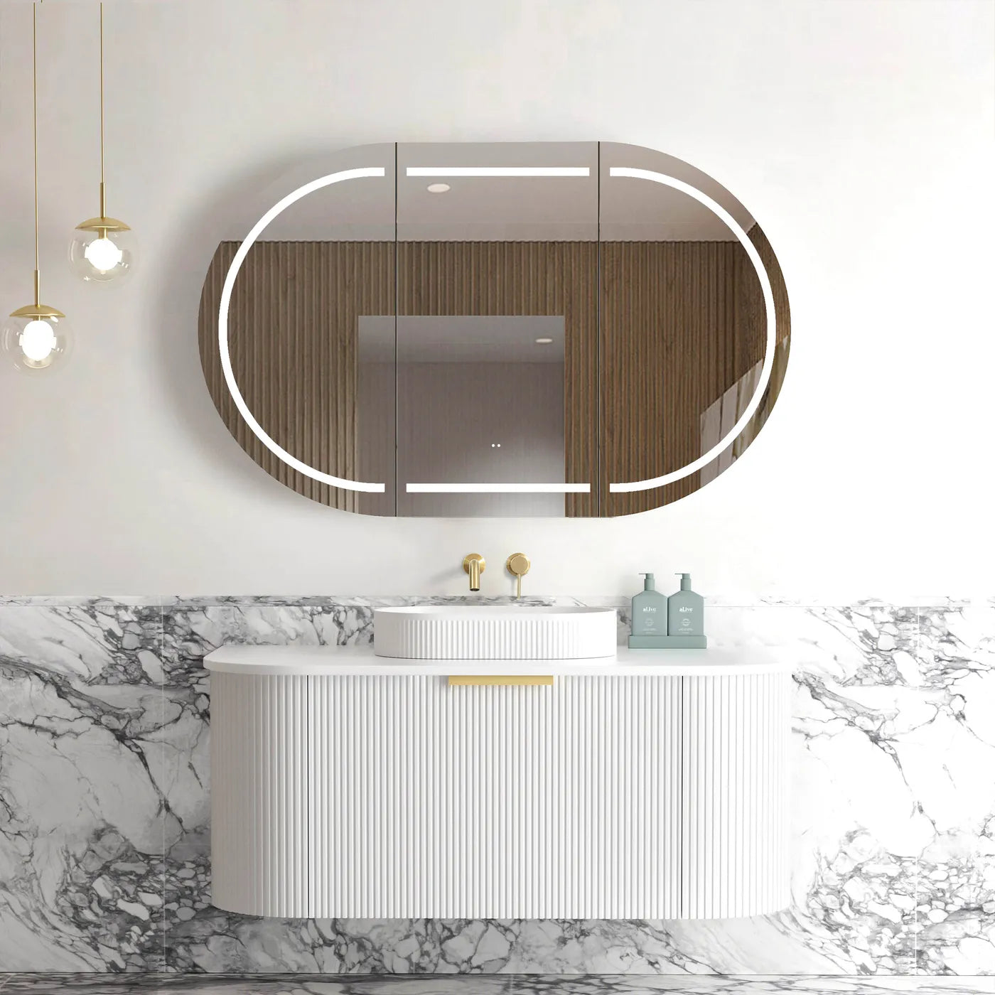 The Bondi Collection - Fluted Satin White