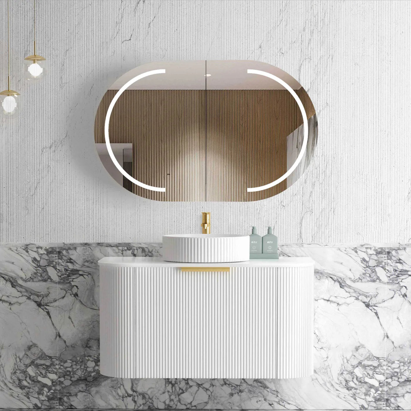 The Bondi Collection - Fluted Satin White