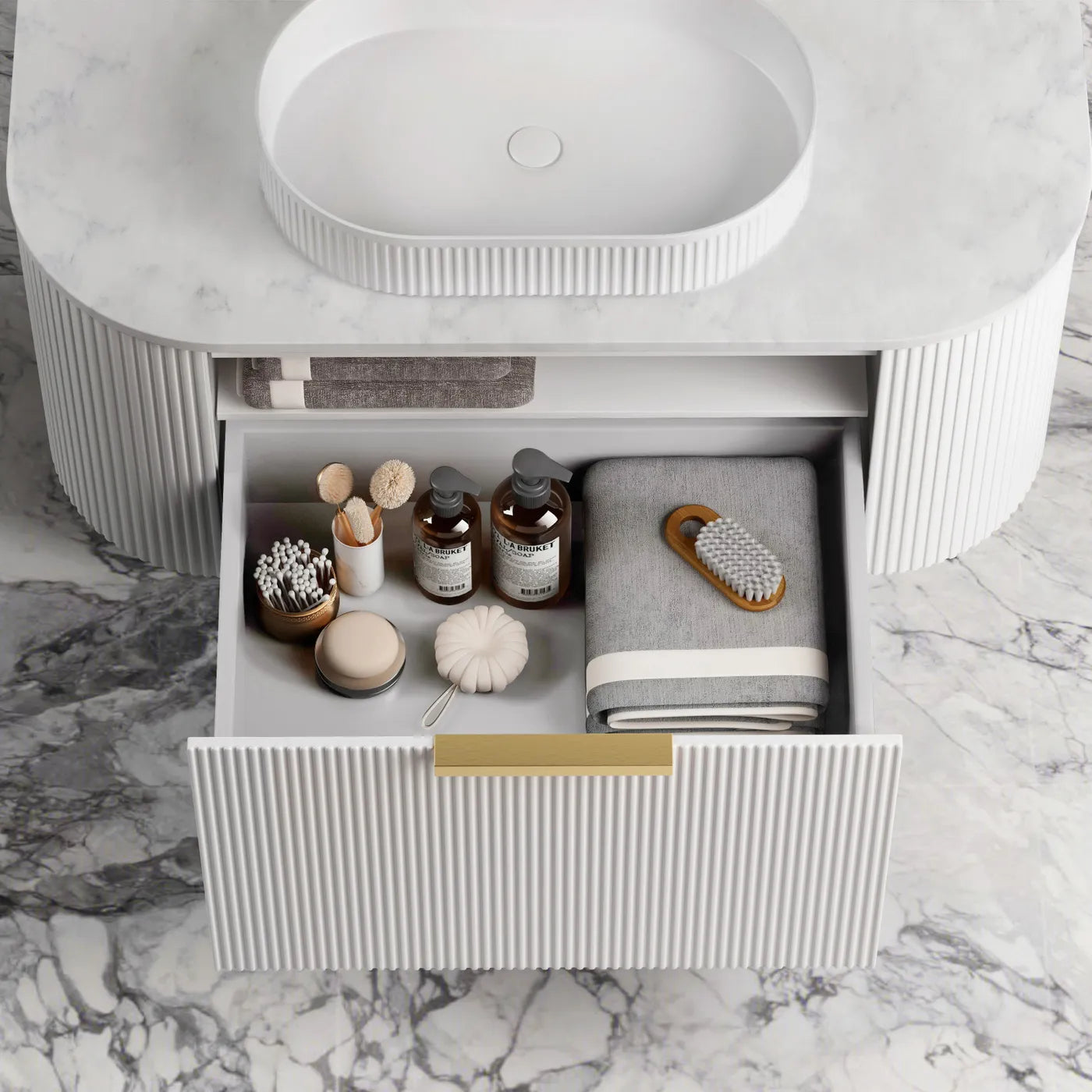 The Bondi Collection - Fluted Satin White