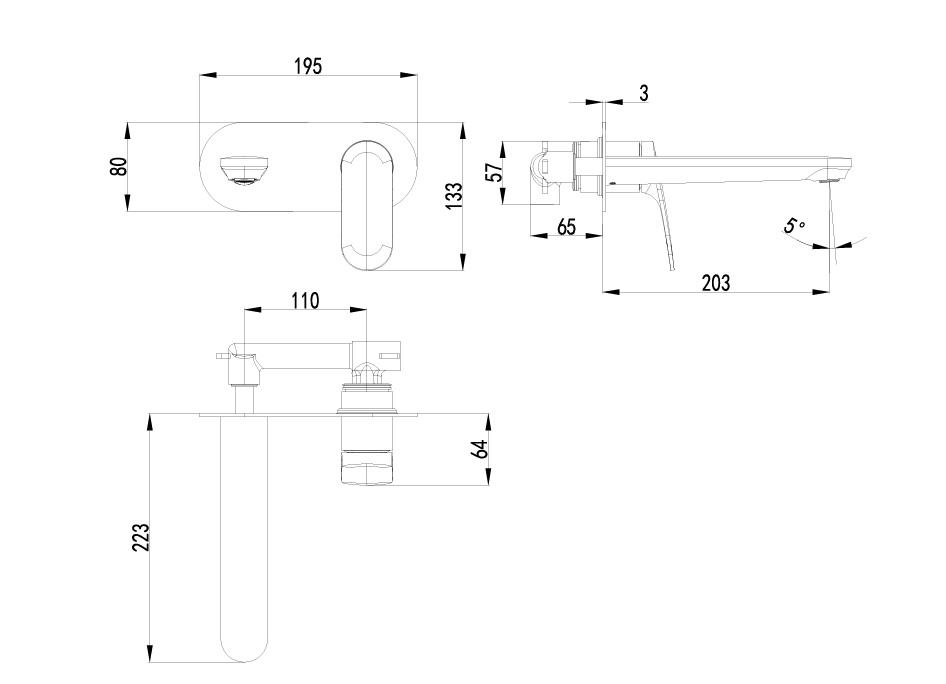 Sulu II Wall Basin Mixer