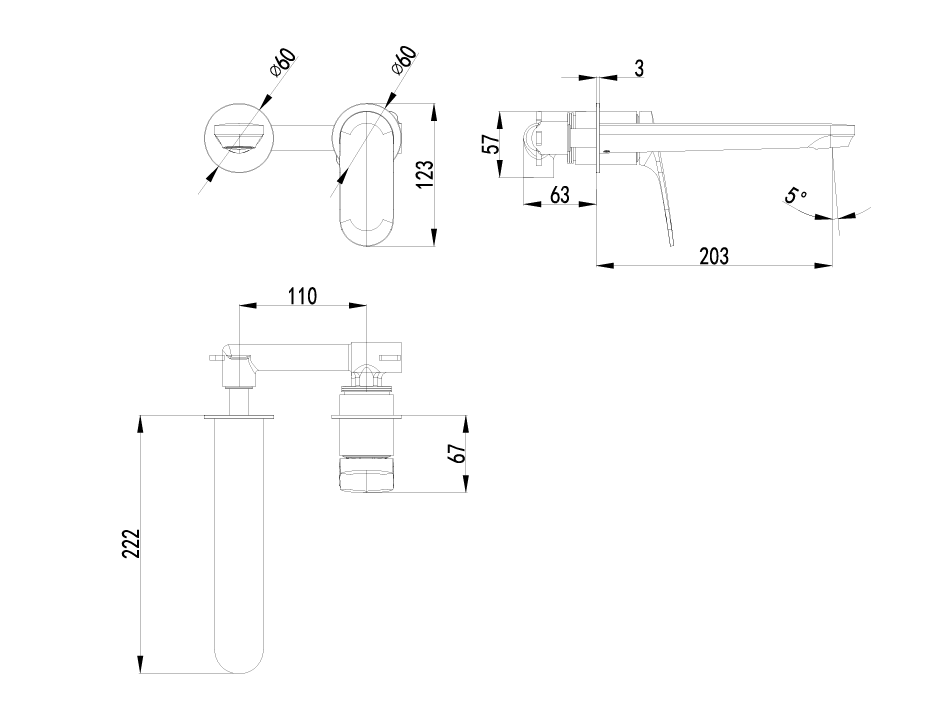 Sulu II Wall Basin Mixer