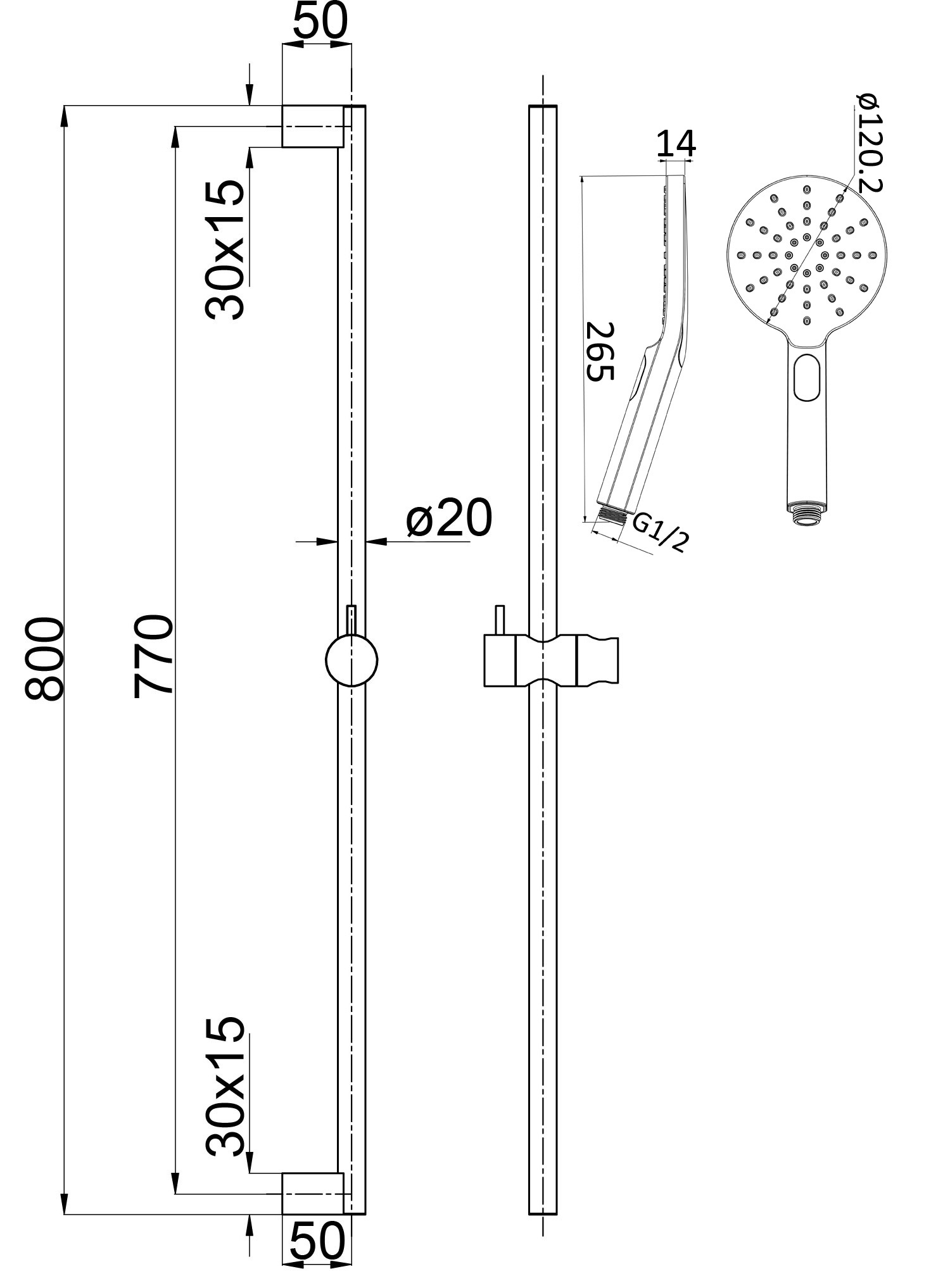 Cora Round Sliding Shower Set