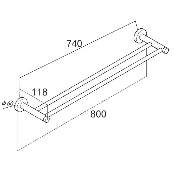 Pentro Double 800mm Towel Rail (Cuttable) - Neche Interiors