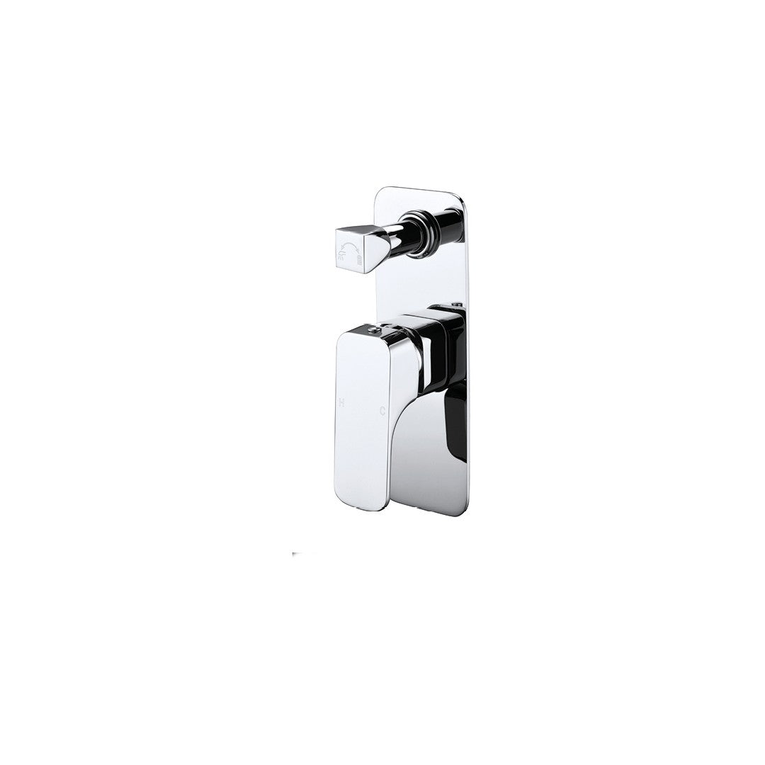 Cubed Chrome Wall Mixer With Diverter - Neche Interiors