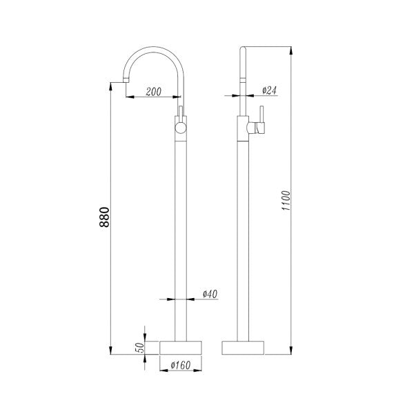 Pentro Free Standing Bath Spout & Mixer - Neche Interiors