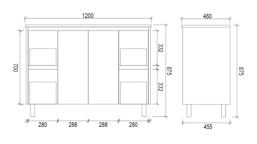 Natural Oak 1200mm Freestanding Vanity - Neche Interiors