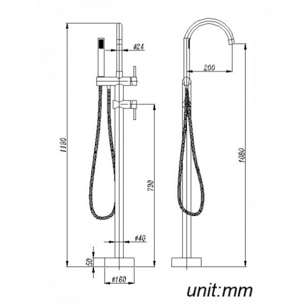 Pentro Freestanding Bath Spout & Handheld Shower - Neche Interiors