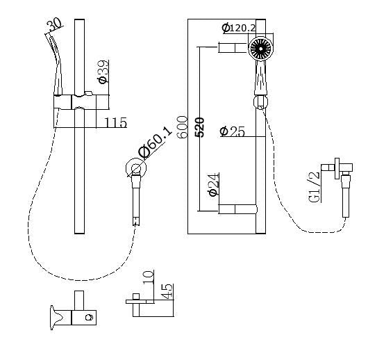 Pentro Sliding Shower Rail - Neche Interiors
