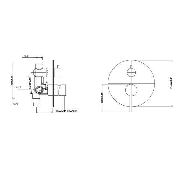 Pentro Wall Mixer With Diverter - Neche Interiors