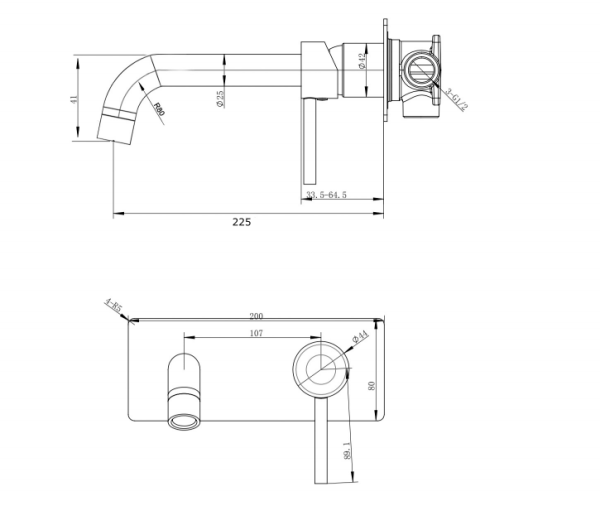 Pentro Wall Mixer With Spout - Neche Interiors